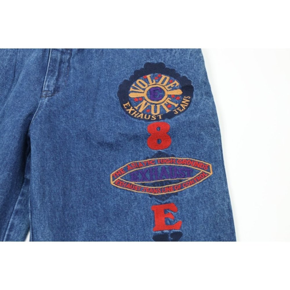 NOS Vintage 90s Streetwear Mens 32x34 Pleated Baggy Loose Fit Denim Jeans Blue - Picture 5 of 13